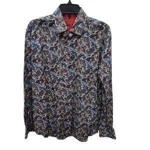 Visconti Black Paisley Black Stripe‎ Roll Cuffs Red Dots  Size Medium